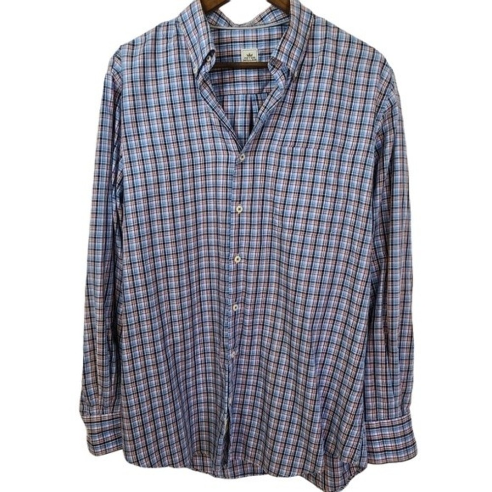 Mens Peter Millar Plaid Button Front Shirt Large